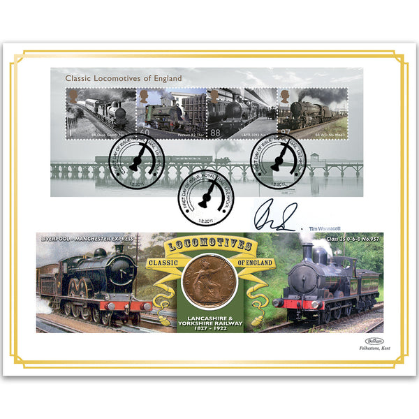 2011 Classic Locomotives of England M/S Coin Cover - Signed by Tim Wonnacott