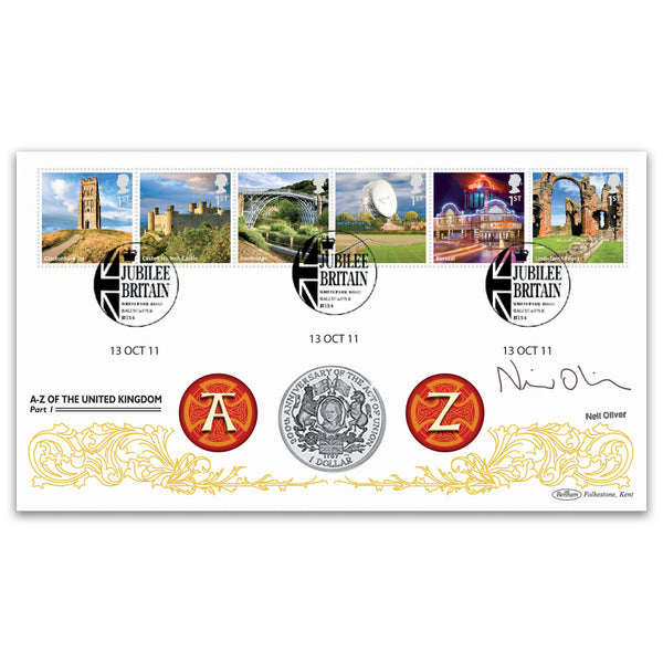 2011 A-Z of UK Landmarks Coin Cover 2 Signed Neil Oliver
