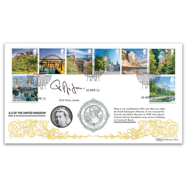 2012 A-Z Landmarks Part 2 Coin Cover Pair, Cover 2 - Signed Griff Rhys Jones