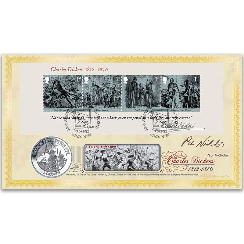 2012 Charles Dickens M/S Coin Cover - Signed Paul Nicholas