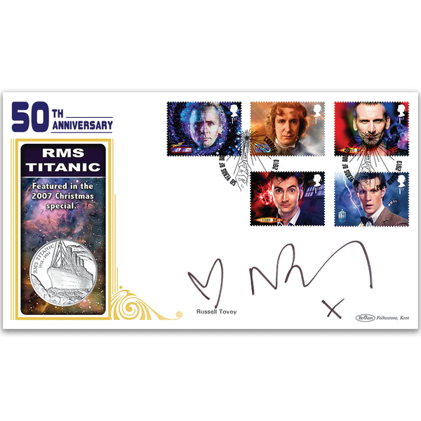 2013 Doctor Who Stamps Coin Cover 2 Signed Russell Tovey