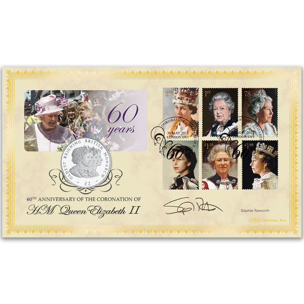 2013 60th Anniversary of the Coronation Coin Cover - Signed Sophie Raworth
