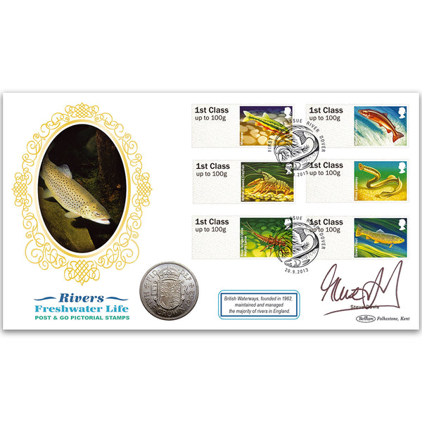 2013 Post & Go Freshwater Life - Rivers Coin Cover - Signed Steve Davis