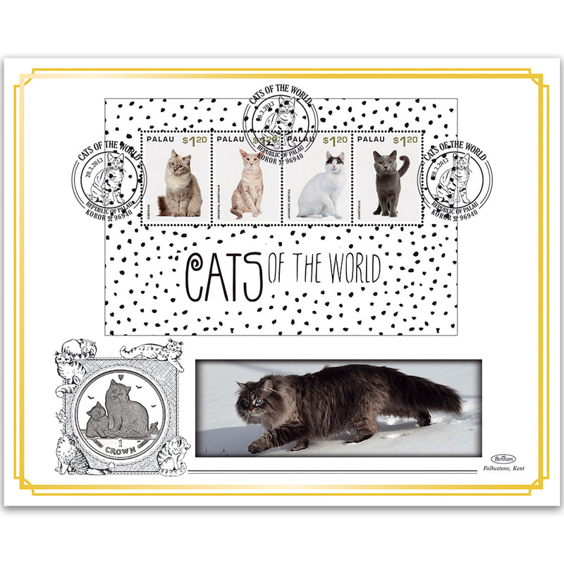 2013 Palau 'Cats of the World' M/S Special Coin Cover