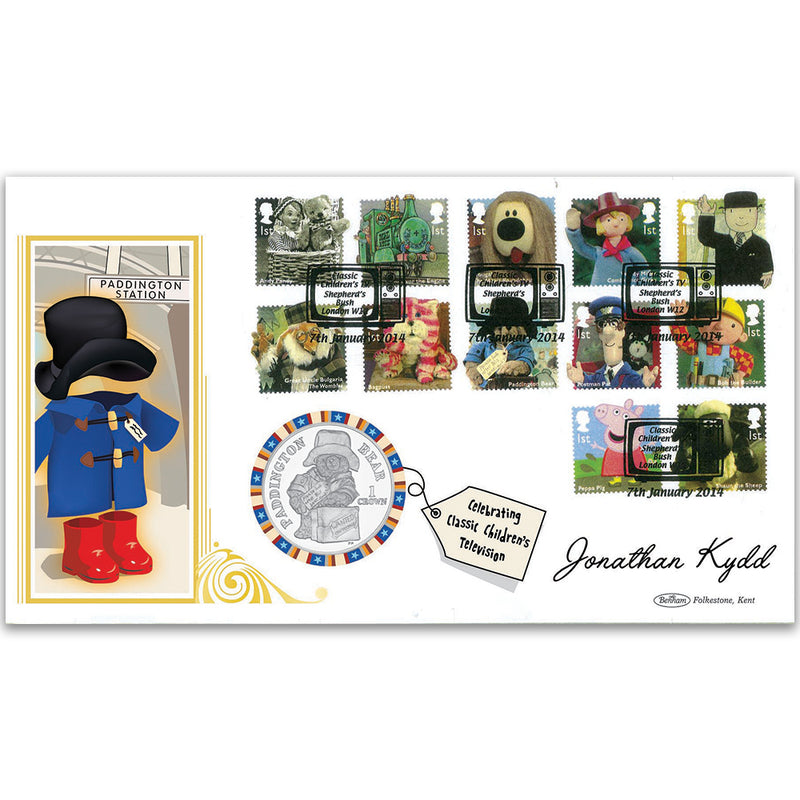 2014 Jonathan Kydd signed Classic Children's TV Stamps Coin Cover