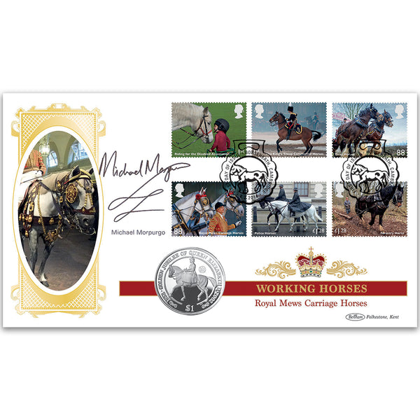 2014 Working Horses Stamps Coin Cover - Signed Michael Morpurgo