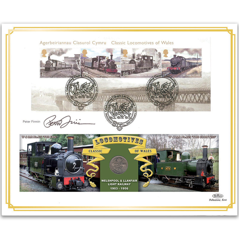 2014 Classic Locomotives of Wales M/S Coin Cover - Signed Peter Firmin
