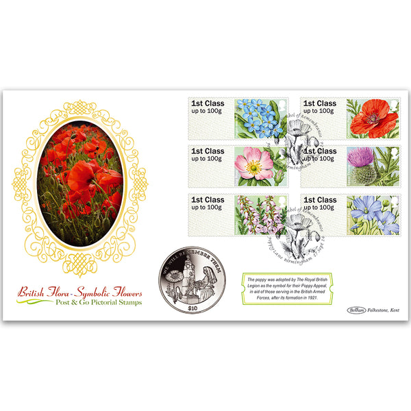 2014 Post & Go British Flora, Symbolic Flowers Coin Cover