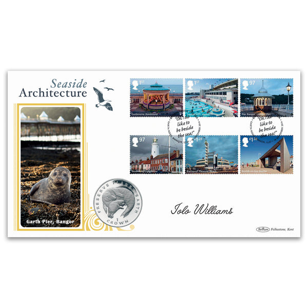 2014 Seaside Architecture Stamps Coin Cover Signed Iolo Williams