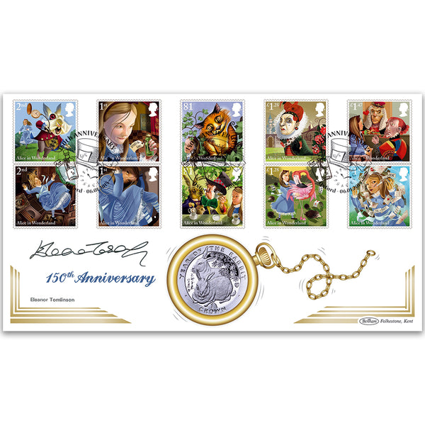 2015 Alice in Wonderland Stamps Coin Cover - Signed by Eleanor Tomlinson