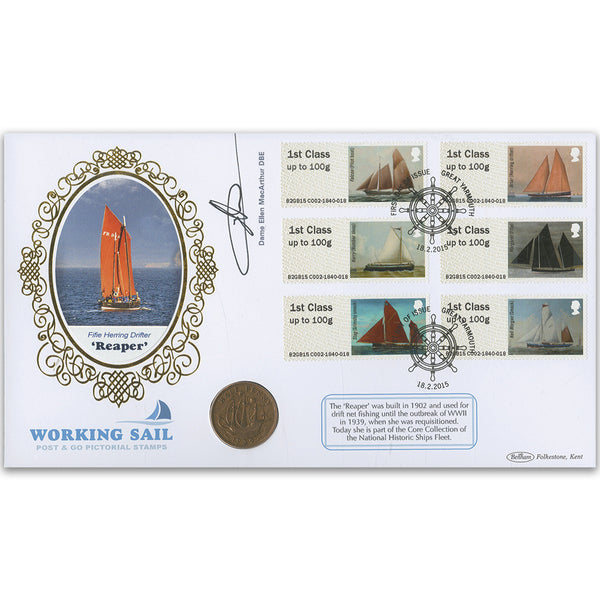 2015 Post & Go Working Sail Coin Cover - Signed by Dame Ellen MacArthur DBE