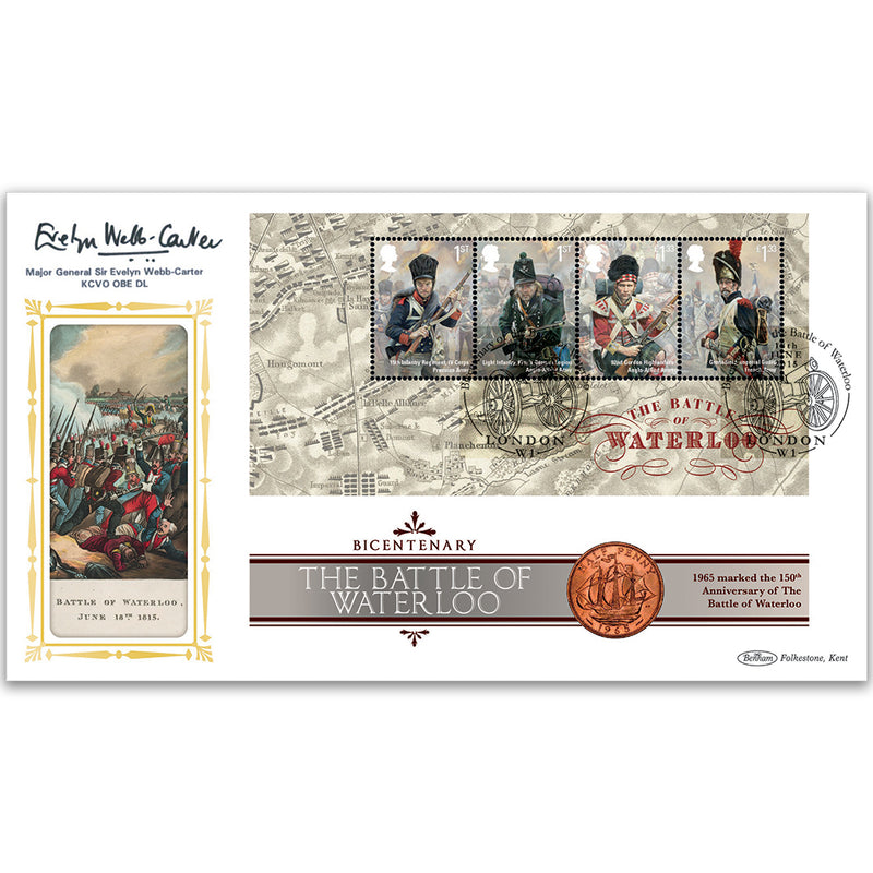 2015 Battle of Waterloo M/S Coin Cover - Signed by Major General Webb Carter