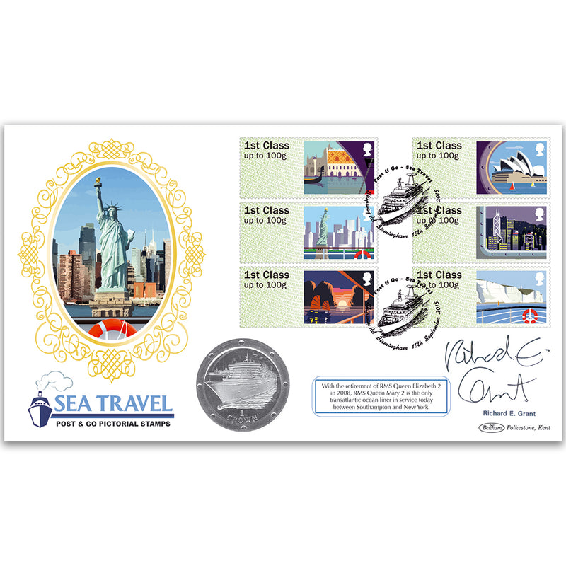 2015 Post & Go Sea Travel Coin Cover - Signed by Richard E. Grant
