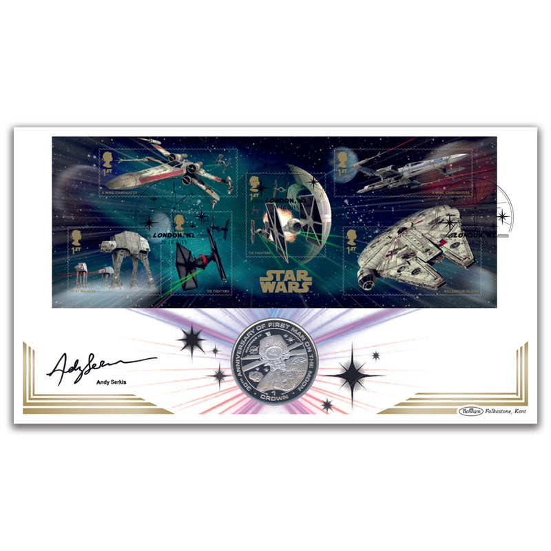 2015 Space Adventure M/S Benham Coin Cover - Signed by Andy Serkis