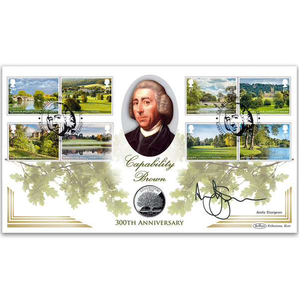 2016 Landscape Gardens Stamps Coin Cover - Signed by Andy Sturgeon
