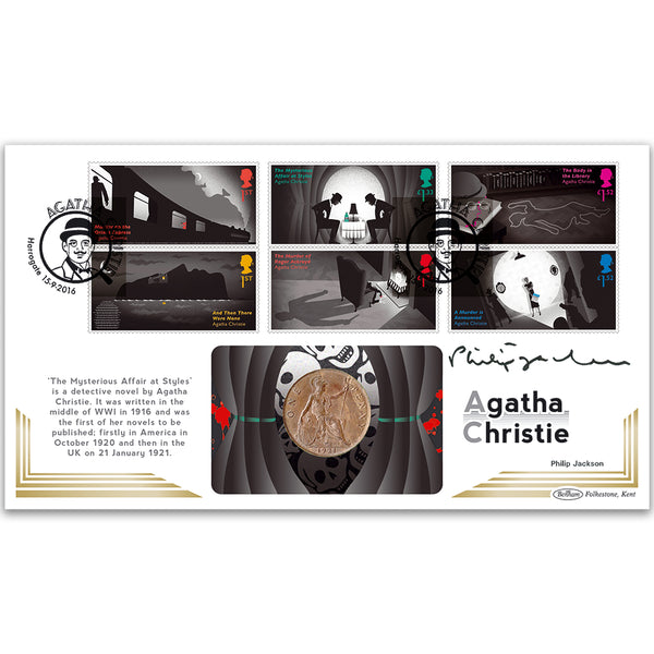 2016 Agatha Christie Stamps Coin Cover - Signed Philip Jackson