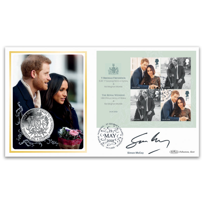 2018 Royal Wedding M/S Coin Cover Signed Simon McCoy