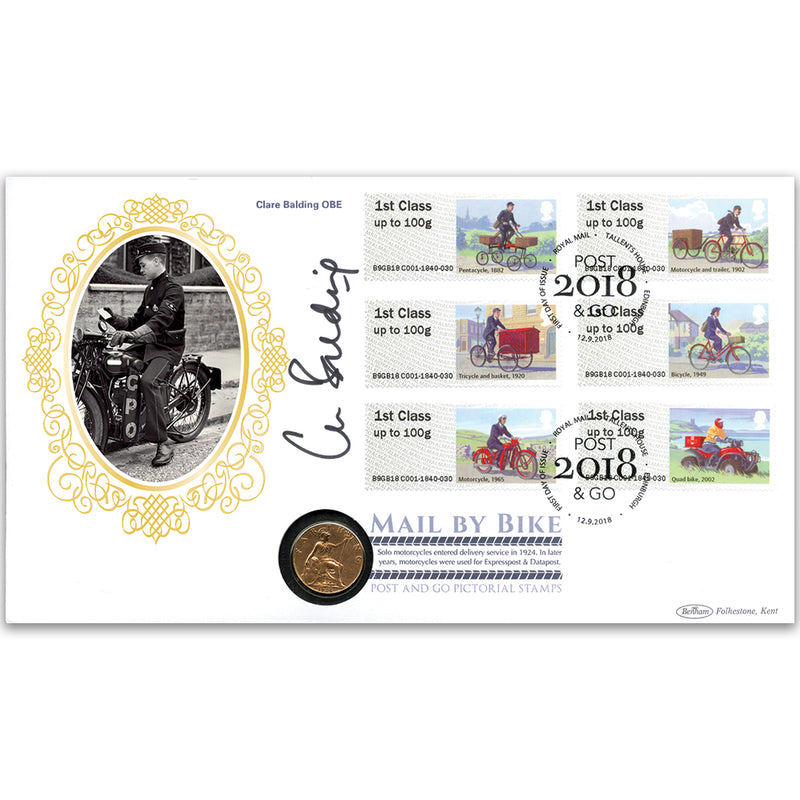 2018 Post & Go - Mail by Bike Coin Signed Clare Balding OBE