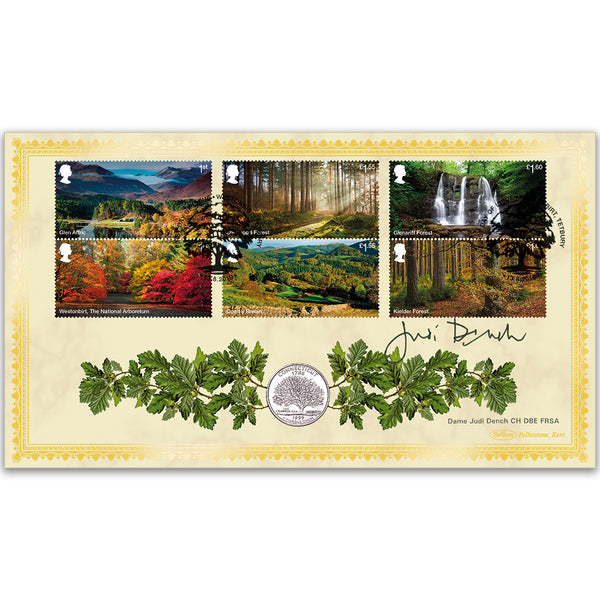 2019 Forests Stamps Coin Cover - Signed Dame Judi Dench