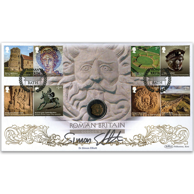 2020 Roman Britain Stamps Coin Cover Signed Dr Simon Elliott