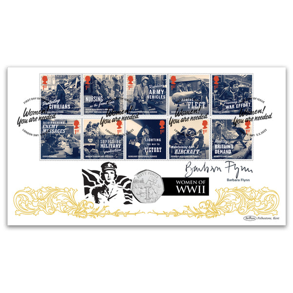 2022 Women of WWII Stamps Coin Cover - Signed Barbara Flynn