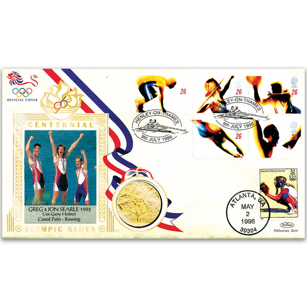 1996 Olympics - England Coxed Pair Gold Medal - Doubled