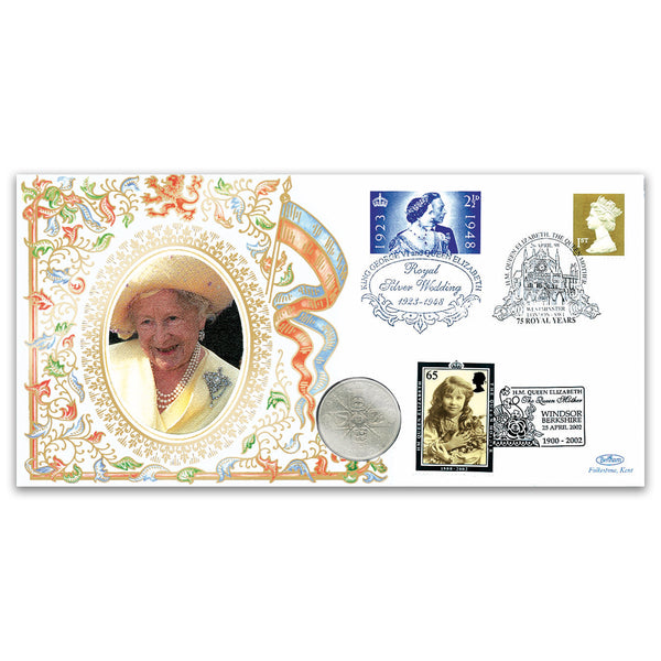1998 HM The Queen Mother 75 Royal Years Coin Cover - Trebled