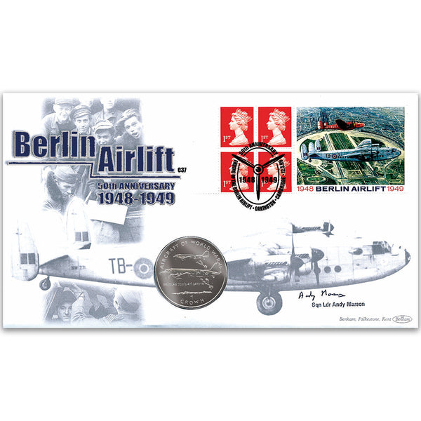 1999 Berlin Airlift 50th Coin Cover - Signed by Sqn. Ldr. Andy Marson