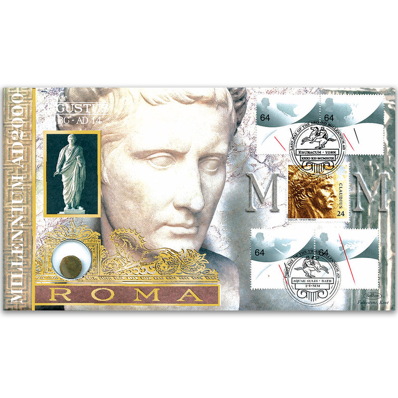 1999 Last Day of the 2nd Millennium Coin Cover - 1st Century Claudian Bronze Coin