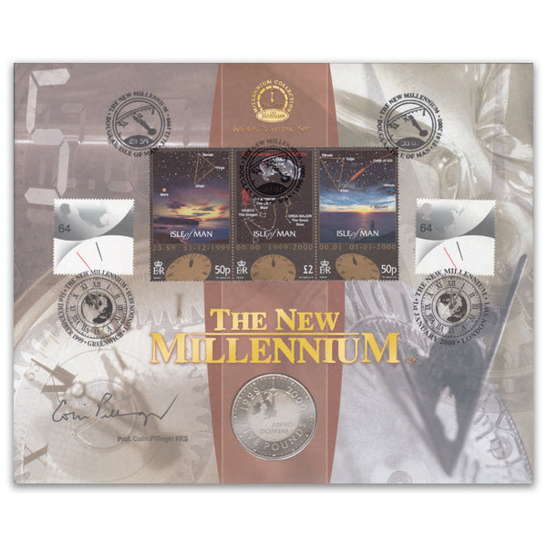 2000 Isle of Man New Millennium M/S Coin Cover - Signed by Professor Colin Pillinger