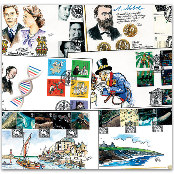 7 Benham hand painted first day covers