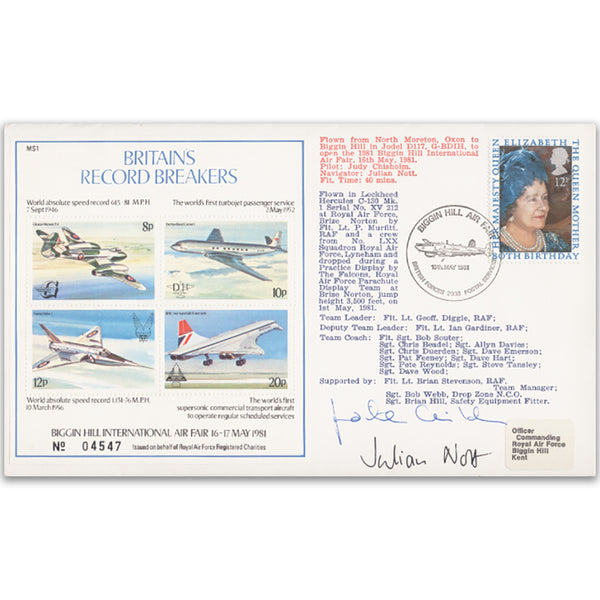 1981 Britain's Record Breakers - Flown - Signed by Judith Chisolm and Julian Nott