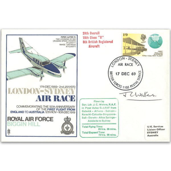 1969 London-Sydney Air Race - Signed Sqdn Ldr Waters