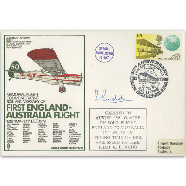 1969 50th Anniversary First England to Australia Flight - Signed