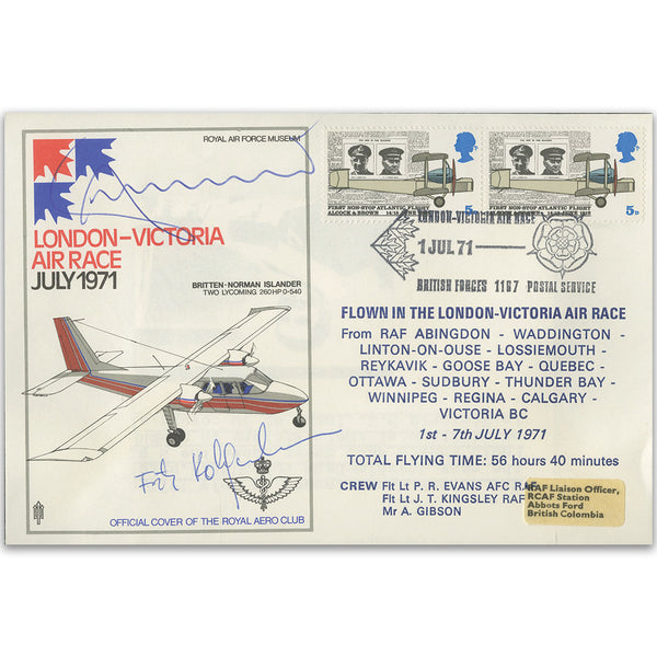 1971 London to Victoria Air Race - Signed J. Blumschein and F. Gruber