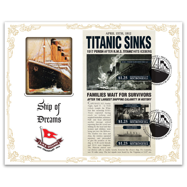 2012 Centenary of the Titanic Cover 26 - Micronesia M/S
