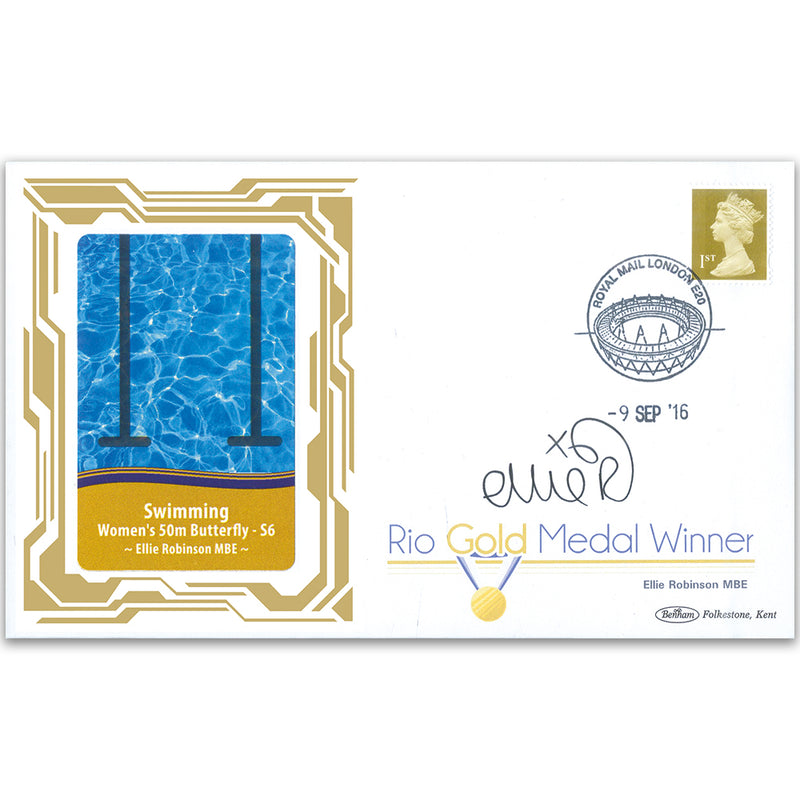 2016 Gold Medal Winners - Swimming - Womens 50m Butterfly-S6 Signed Ellie Robinson MBE