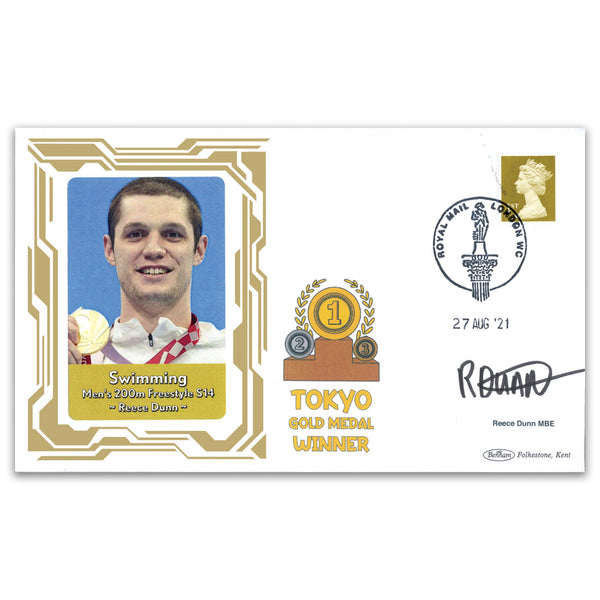 2020 Gold Medal Winners - Swimming - Men's 200m Freestyle S14 Signed Reece Dunn MBE