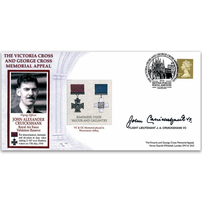 2003 Victoria Cross & George Cross Memorial Appeal - Signed by Flt. Lt. J. Cruickshank VC