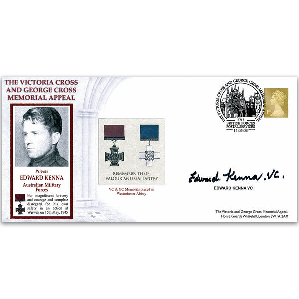 2003 Victoria Cross & George Cross Memorial Appeal - Signed by Pvt. Edward Kenna VC (Australian Army