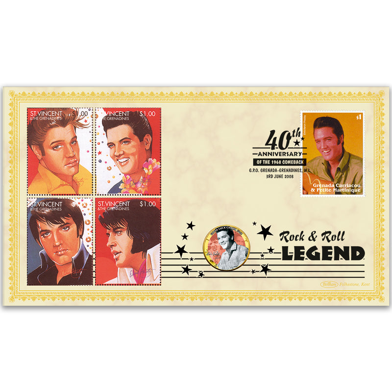 2008 Elvis 1968 Comeback 40th Coin Cover - 'Good Luck Charm' - Grenada