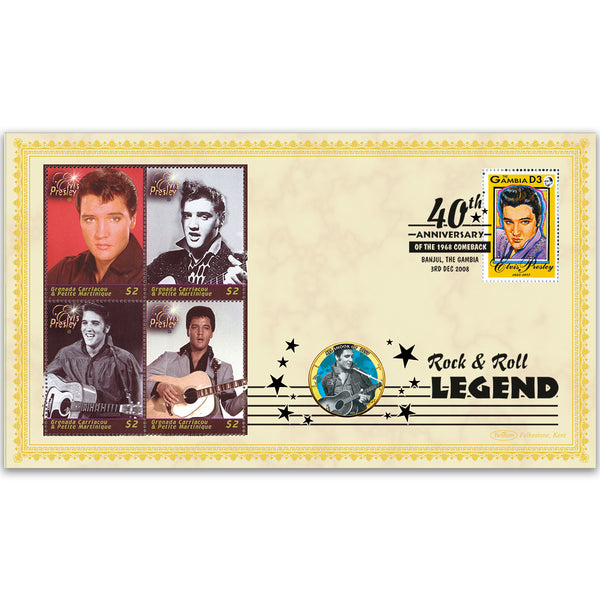 2008 Elvis 1968 Comeback 40th Coin Cover - 'All Shook Up' - Gambia