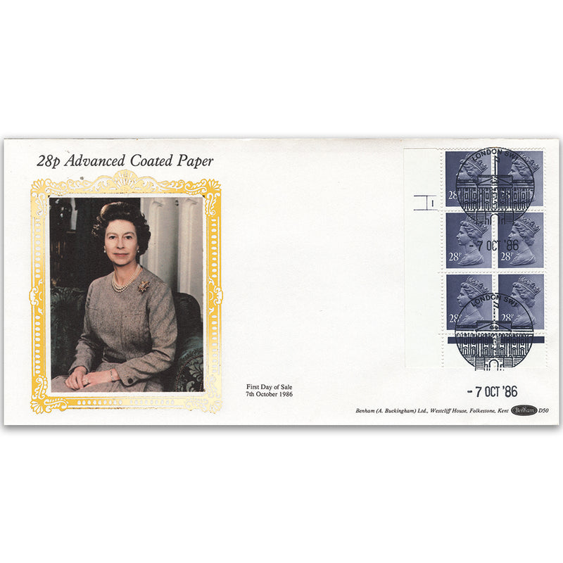 1986 28p Advanced Coated Paper - Cylinder Number