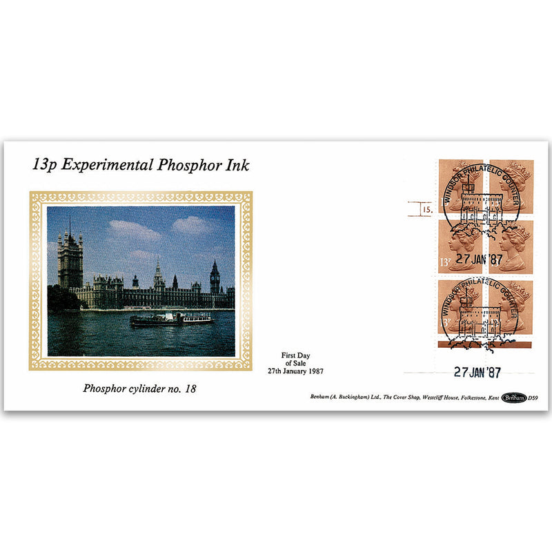 1987 13p Experimental Phosphor Ink - Windsor Handstamp