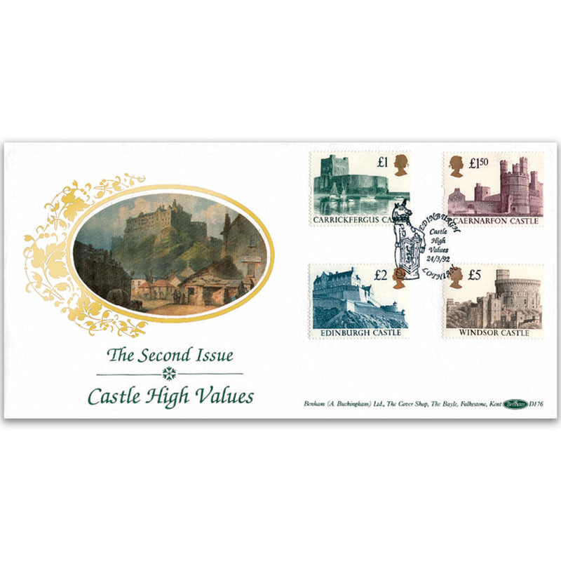 1992 Castle High Values 2nd Issue - Edinburgh Handstamp