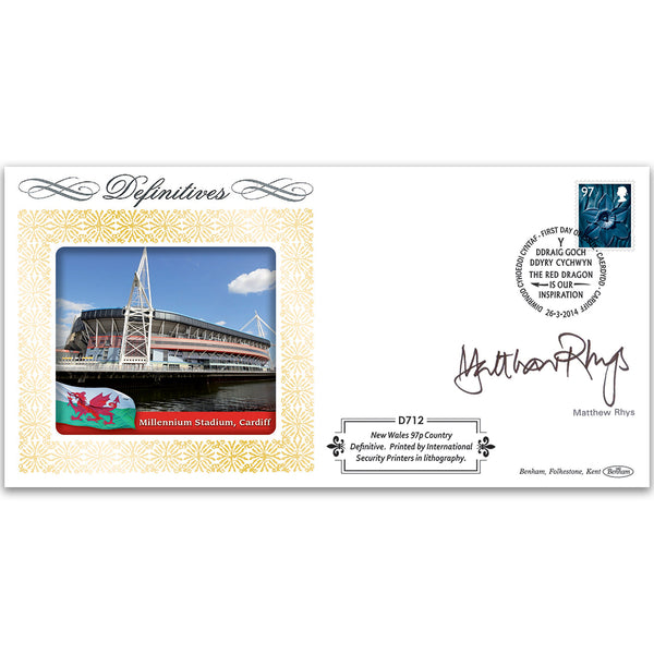 2014 Regional New Value- Wales 97p Definitive Cover - Signed Matthew Rhys