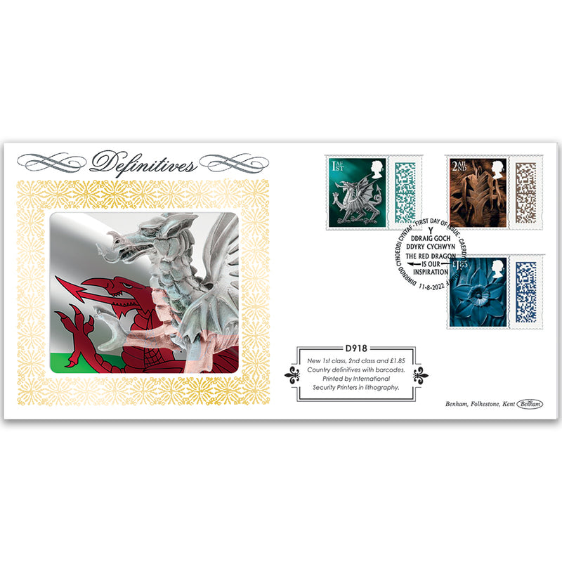 2022 Defin - Regional New Barcoded Values 2nd, 1st. £1.85 - Wales Definitive Cover