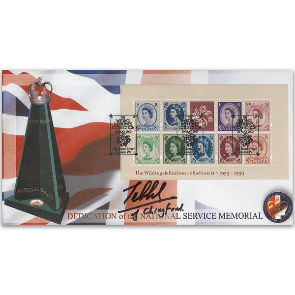 2003 Wilding Definitives M/S - National Service Memorial - Signed by Lord Tebbit