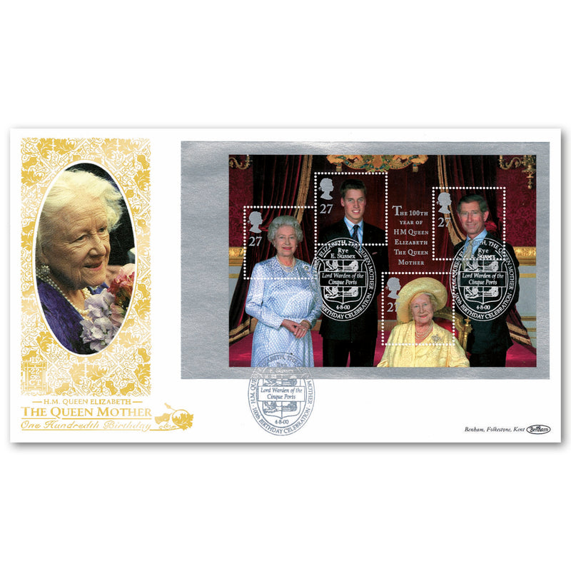 2000 Queen Mother's 100th Birthday PSB GOLD 500 - Family Pane