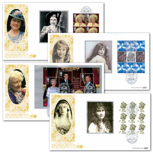2000 Queen Mother's 100th Birthday PSB GOLD 500 - Set of 4